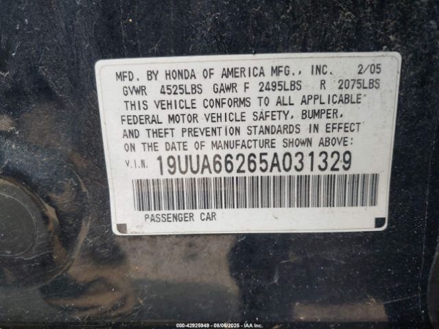 2005 ACURA TL 19UUA66265A031329 Photo 8