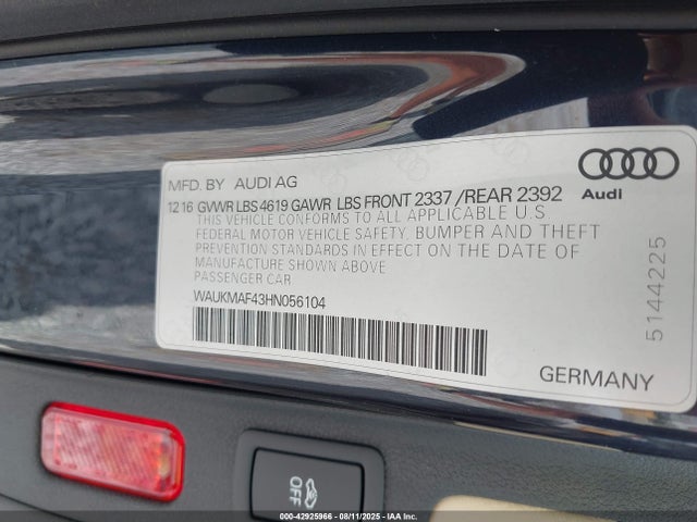 WAUKMAF43HN056104 Audi A4