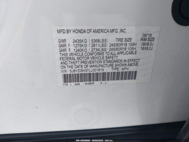 2020 ACURA MDX 5J8YD3H37LL001819 Photo 8