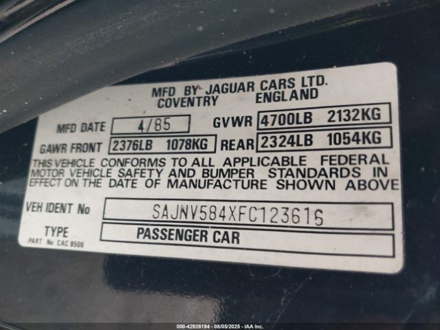 1985 JAGUAR XJS SAJNV584XFC123616 Photo 8