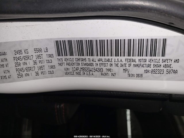 Продажа на аукционе авто 2016 Jeep Cherokee Trailhawk, vin: 1C4PJMBS2GW154203, номер лота: 42926283