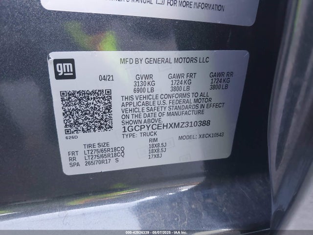 1GCPYCEHXMZ310388 Chevrolet lv3