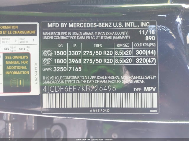 Mercedes-Benz m276 2019 4JGDF6EE7KB226496 Image 9
