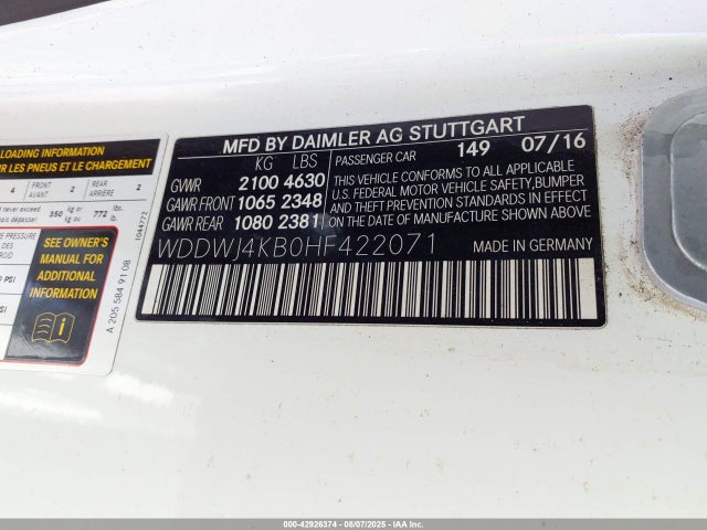 WDDWJ4KB0HF422071 Mercedes-Benz m274