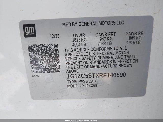1G1ZC5STXRF146590 Chevrolet lfv