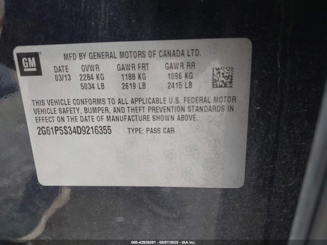 2013 CADILLAC XTS 2G61P5S34D9216355 Photo 8