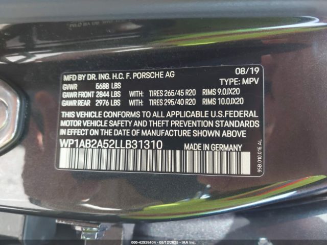 2020 PORSCHE MACAN WP1AB2A52LLB31310 Photo 8