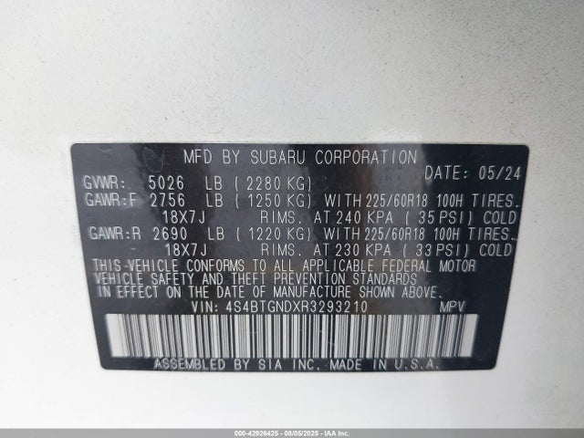 4S4BTGNDXR3293210 Subaru u4
