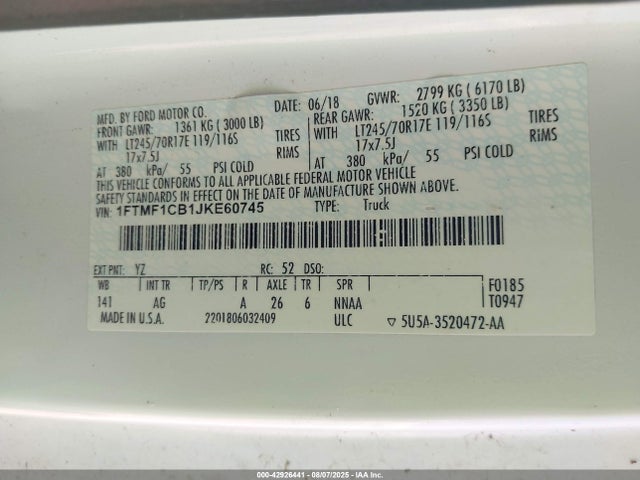 1FTMF1CB1JKE60745 Ford 3.3l tivct