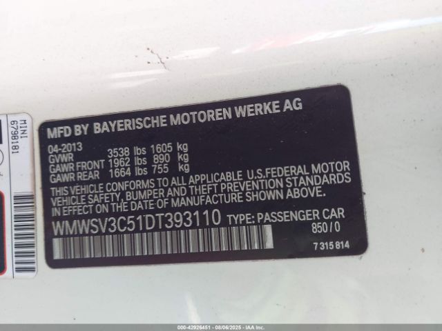 2013 MINI HARDTOP WMWSV3C51DT393110 Photo 8