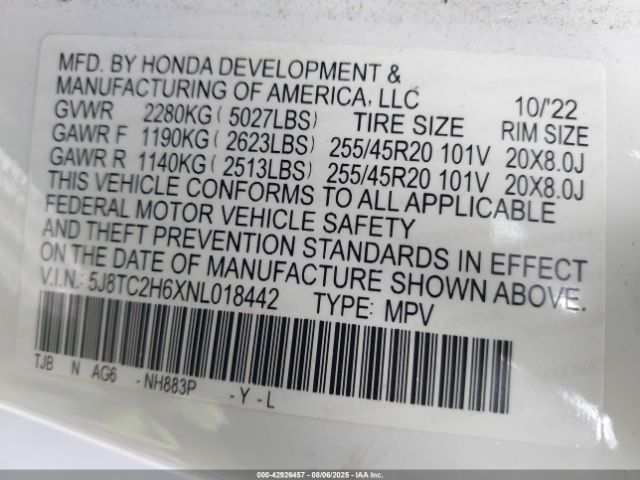 2022 ACURA RDX 5J8TC2H6XNL018442 Photo 8