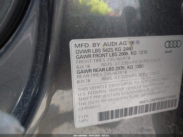 2016 AUDI Q5 WA1L2AFP6GA019684 Photo 8