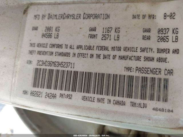 2003 CHRYSLER CONCORDE 2C3HD36M63H523711 Photo 8