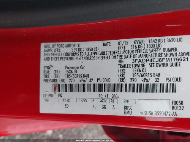 Ford Fiesta 2015 3FADP4EJ8FM176621 Image 9