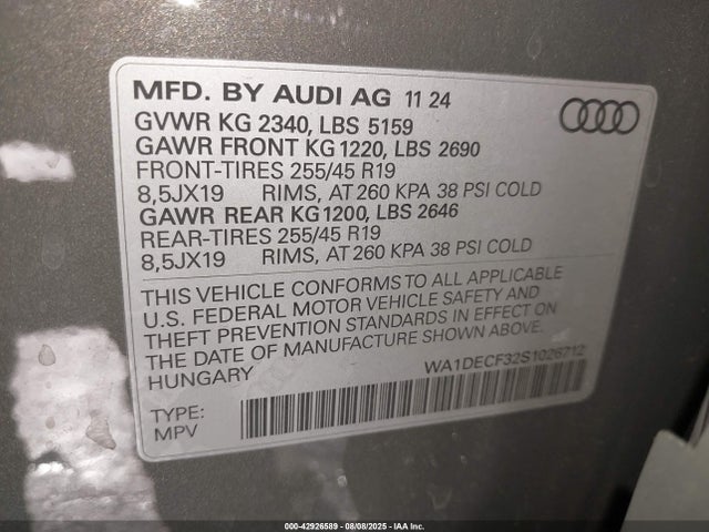 2025 AUDI Q3 WA1DECF32S1026712 Photo 8