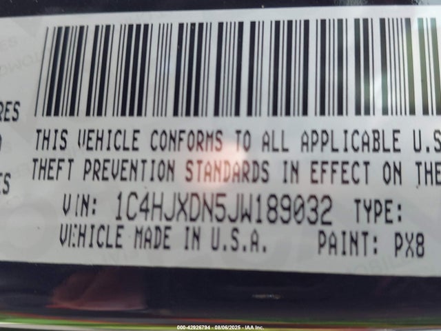 1C4HJXDN5JW189032 Jeep 2018