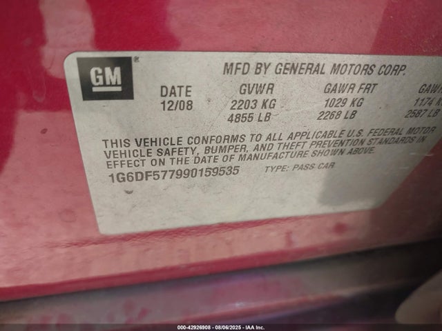 2009 CADILLAC CTS 1G6DF577990159535 Photo 8