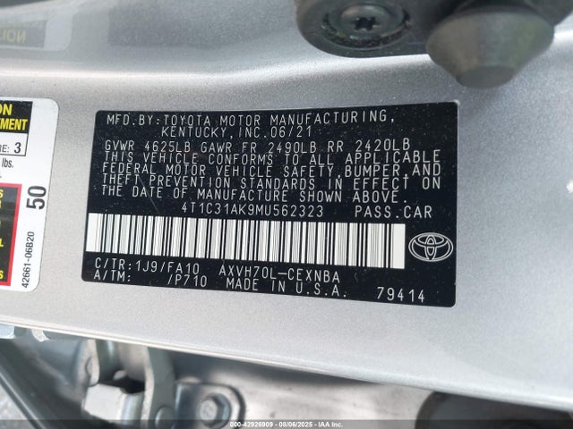 4T1C31AK9MU562323 Toyota a25a-fxs