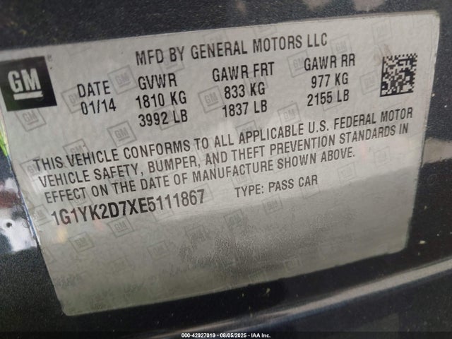 Chevrolet lt1 2014 1G1YK2D7XE5111867 Image 21