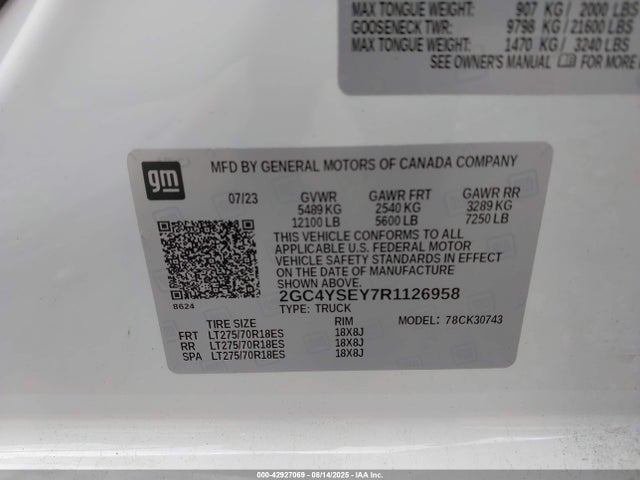 2GC4YSEY7R1126958 Chevrolet l5p