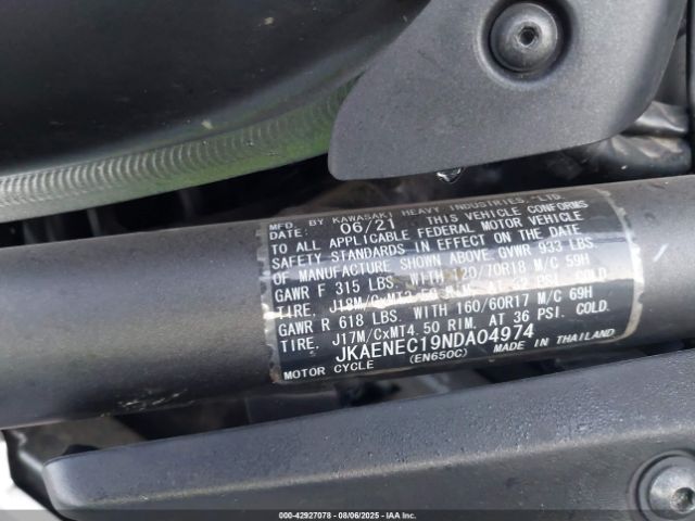 2022 KAWASAKI EN650 JKAENEC19NDA04974 Photo 9