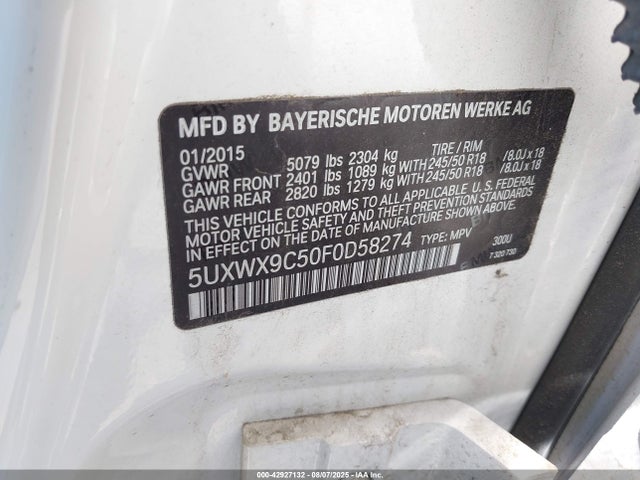 BMW 2015 2015 5UXWX9C50F0D58274 Image 9