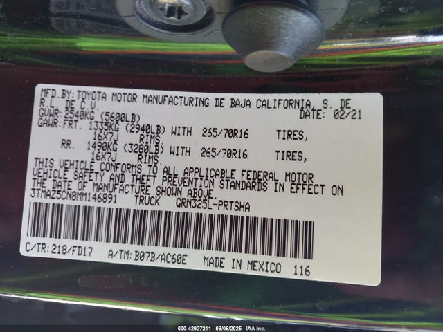 3TMAZ5CN8MM146891 Toyota 2gr-fks