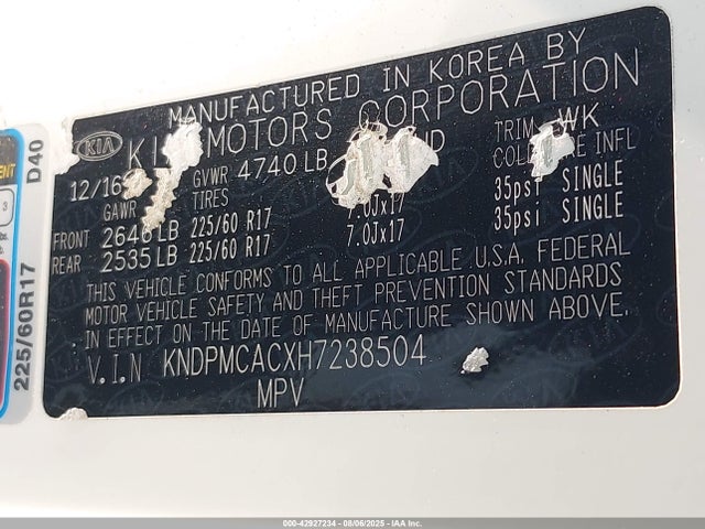 KIA gdi theta ii 2017 KNDPMCACXH7238504 Image 9