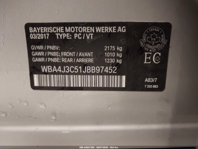 WBA4J3C51JBB97452 BMW 430I