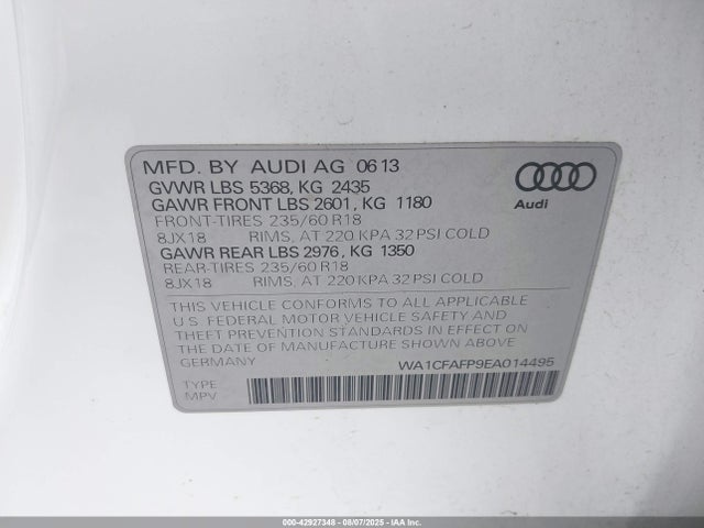 2014 AUDI Q5 WA1CFAFP9EA014495 Photo 8