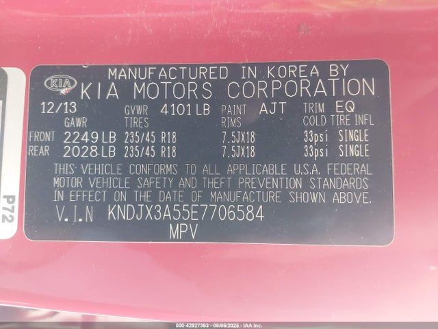 KIA dohc gdi nu 2014 KNDJX3A55E7706584 Image 9