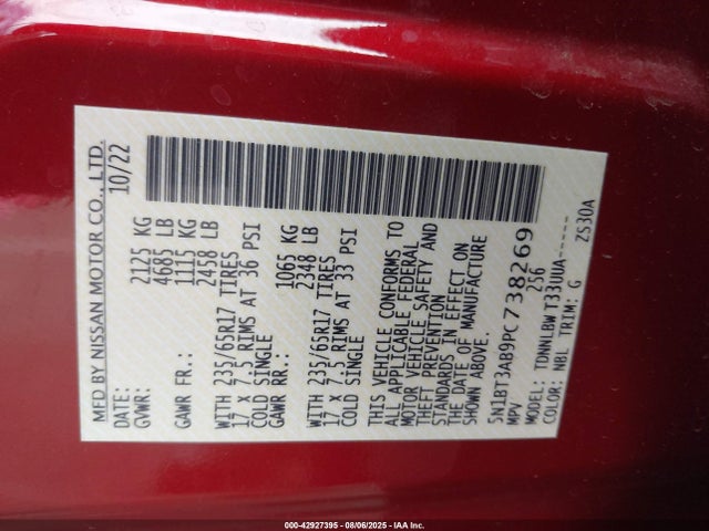 5N1BT3AB9PC738269 Nissan 2023