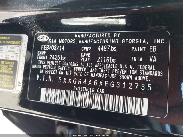 5XXGR4A6XEG312735 KIA dohc t-gdi theta-ii
