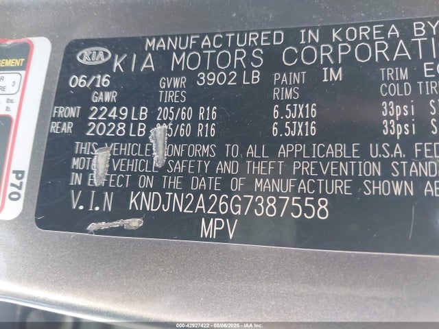 KIA gdi gamma 2016 KNDJN2A26G7387558 Image 9