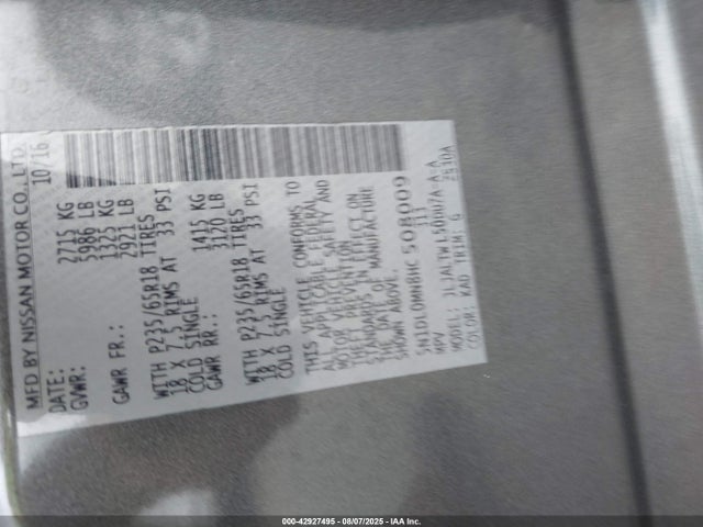 5N1DL0MN8HC508009 Infiniti QX60