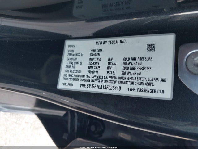 2025 TESLA MODEL 3 5YJ3E1EA1SF026410 Photo 8