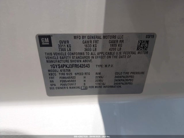 2015 CADILLAC ESCALADE 1GYS4PKJ3FR642643 Photo 8