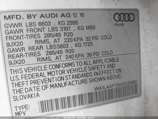 2017 AUDI Q7 WA1LAAF73HD039992 Photo 8