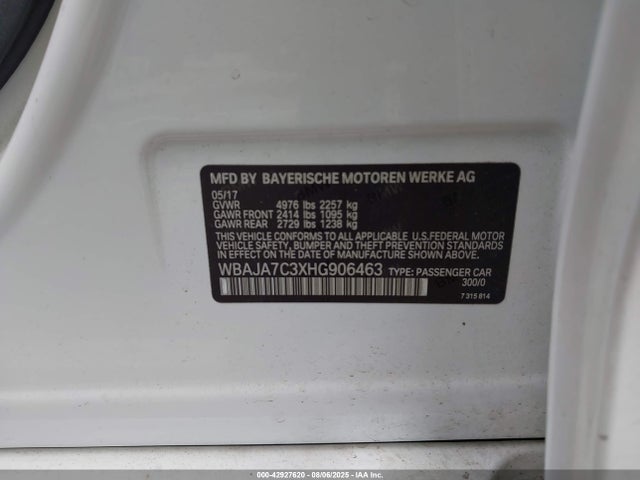 2017 BMW 530I WBAJA7C3XHG906463 Photo 8