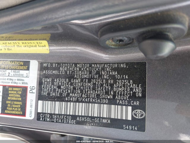 Toyota 2ar-fe 2015 4T4BF1FK4FR454390 Image 9