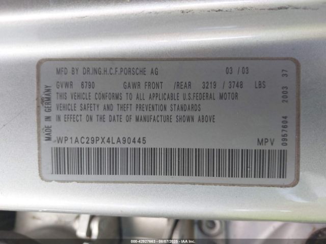 2004 PORSCHE CAYENNE WP1AC29PX4LA90445 Photo 8