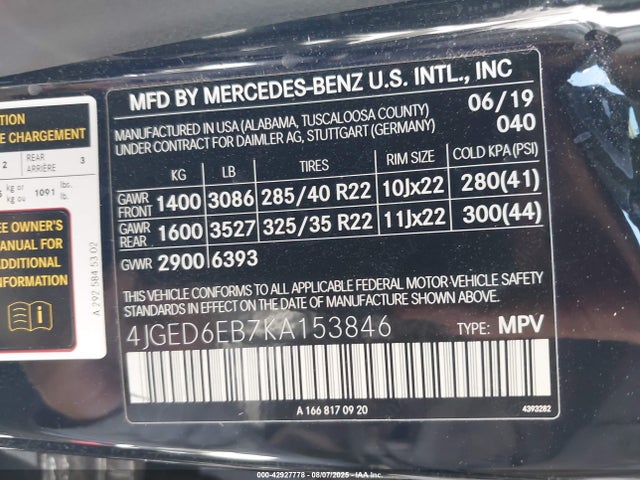 Mercedes-Benz m276 2019 4JGED6EB7KA153846 Image 9