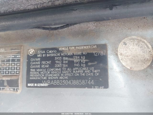 1988 BMW 325 WBABB2304J8858744 Photo 8