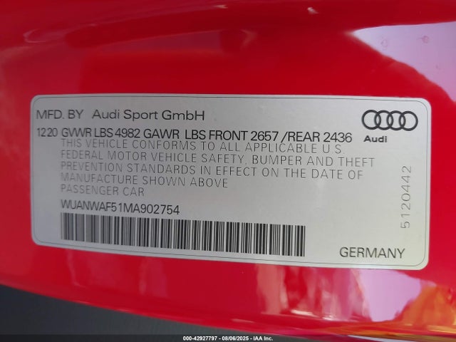 2021 AUDI RS 5 WUANWAF51MA902754 Photo 8