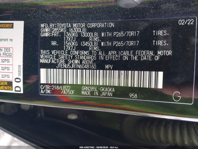 JTENU5JR1N6048160 Toyota 1gr-fe