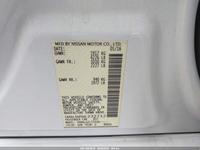 1N4AL3APXGC232712 Nissan 2016