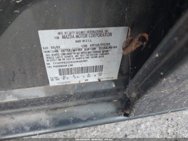 2005 MAZDA MAZDA6 1YVHP82DX55M50787 Photo 8