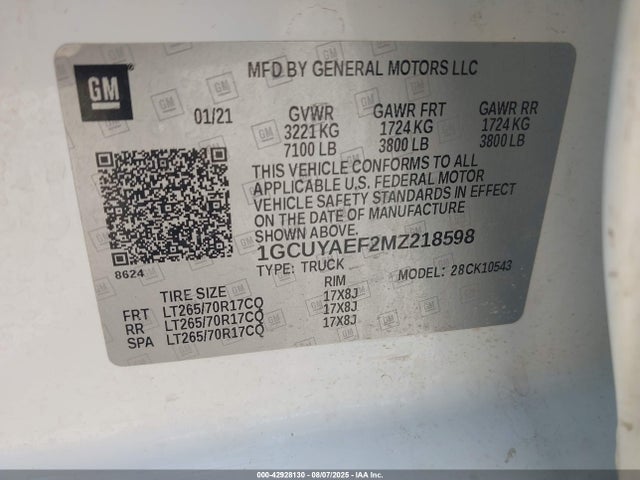 Chevrolet l82 2021 1GCUYAEF2MZ218598 Image 9