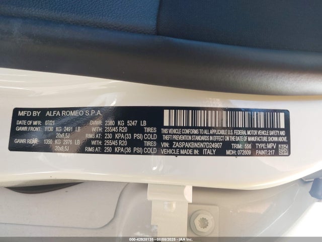 2022 ALFA ROMEO STELVIO ZASPAKBN5N7D24907 Photo 8