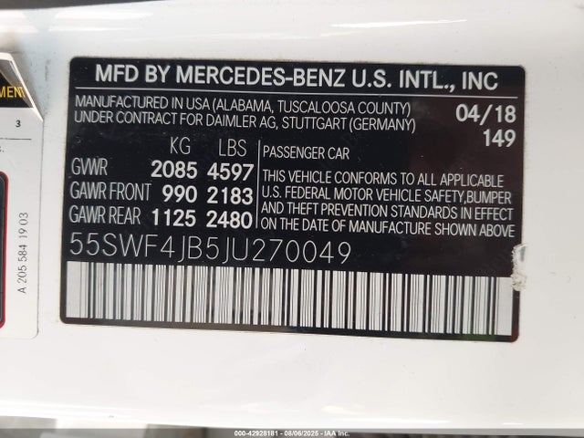 55SWF4JB5JU270049 Mercedes-Benz m274